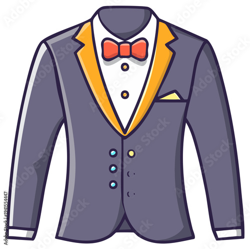 Elegant formal suit with a bow tie and pocket square perfect for special occasions