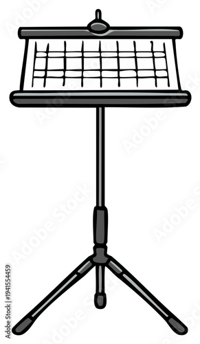 Simple illustration of a music stand with sheet music holder
