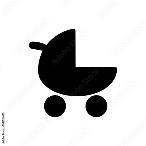 Baby stroller silhouette icon logo design. Baby pram sign and symbol. Isolated on white background.