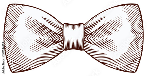Elegant Hand Drawn Bow Tie Accessory Illustration with Detailed Hatching