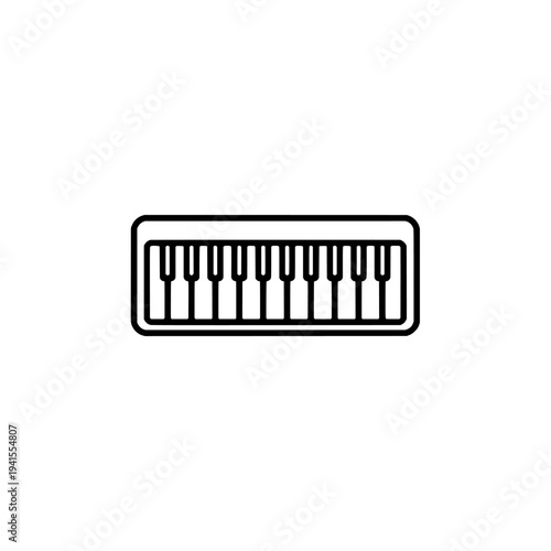 Synthesizer icon logo design. Electronic keyboard sign and symbol. Musical instrument vector illustration.