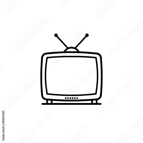 TV set icon logo design. Television sign and symbol. Bold outline monoline vector illustration isolated on white.
