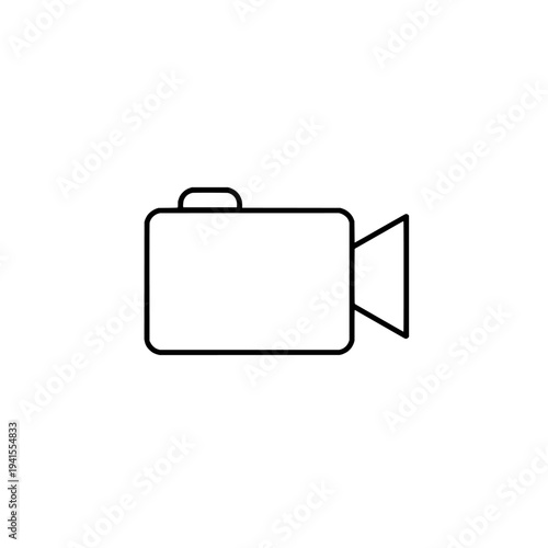 Video camera icon logo design. Camcorder sign and symbol. Minimalist movie and cinema production equipment vector illustration.