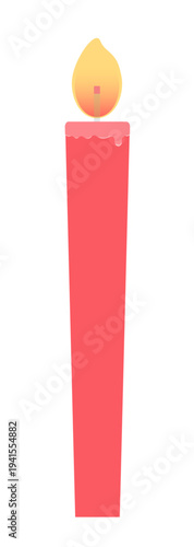 灯りがともる1本の赤いろうそくのイラスト素材 - 誕生日やクリスマス･ホリデーのかわいいキャンドル