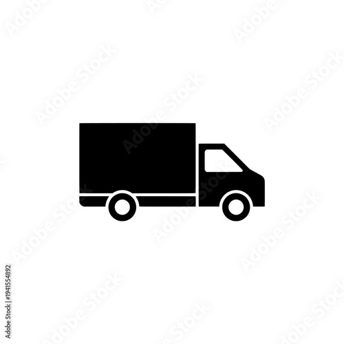 Delivery truck silhouette. Transport icon symbol design. Courier logistics and shipping. Isolated on white background.