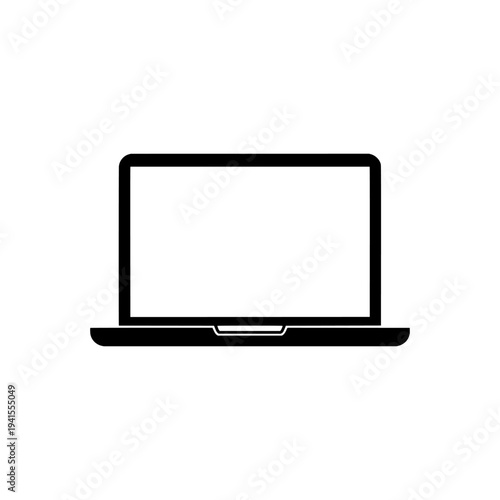Laptop icon logo design. Notebook computer sign and symbol. Online learning and technology concept.