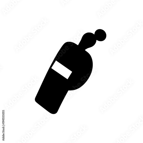 Whistle silhouette icon logo design. Sport referee and coach sign and symbol. Personal trainer equipment illustration.
