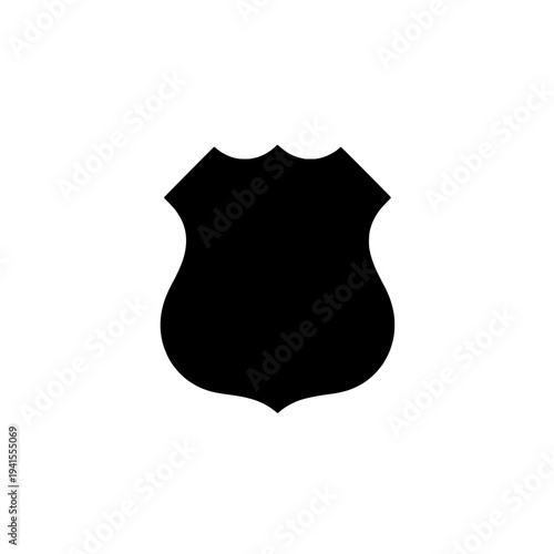 Police badge icon logo design. Shield sign and symbol. Law enforcement and security silhouette.