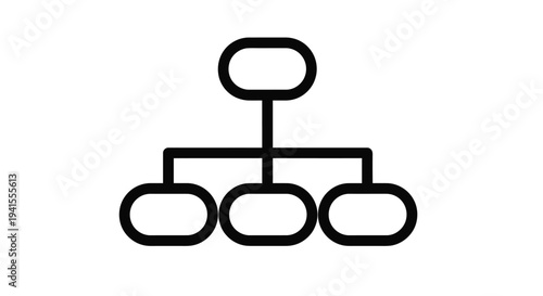 Simple vector graphic illustration of a hierarchical business organization chart with three members