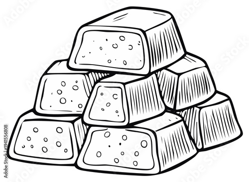 Pile of Fudge Squares Illustration Dessert Sweet Treats in a Stack