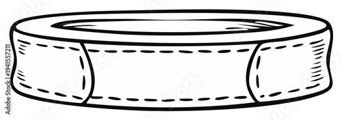 Hand Drawn Style Sketch of a Terry Cloth Headband or Wristband with Visible Stitching Detail for Sports Activities