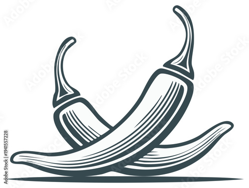 Stylized Crossed Chili Peppers Icon Graphic Design
