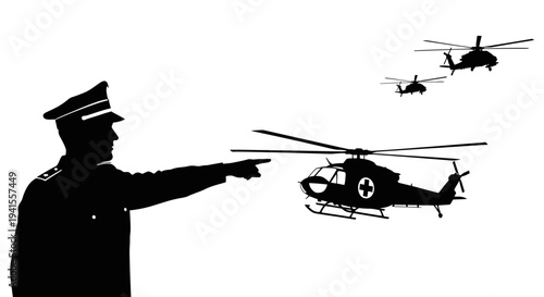 Military Officer Directs Medical Helicopters in Operation