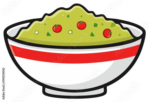 Fresh guacamole dip in a bowl with tomatoes and green onions, vibrant and ready to serve.