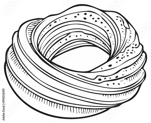 Hand Drawn Illustration of a French Cream Pastry Dessert with Delicate Details for Culinary Design Projects