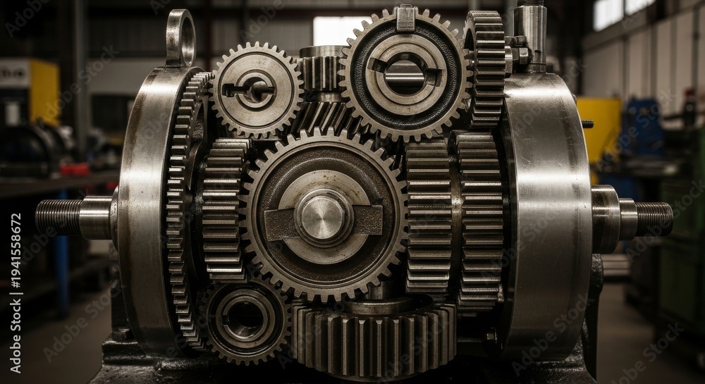 Fototapeta premium Intricate Mechanical Gears and Cogs in Industrial Machinery