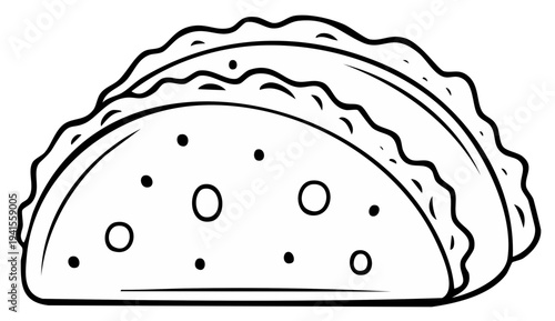 Simple Outline Drawing of a Classic Taco