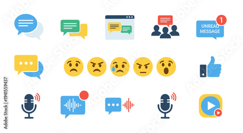 Collection of Communication and Social Media Icons.