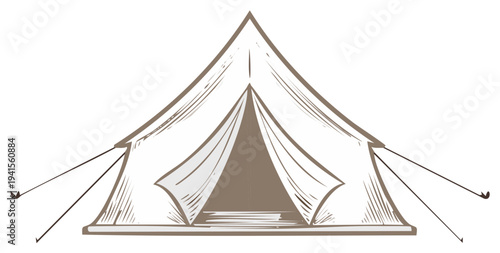 Hand drawn illustration of a camping tent