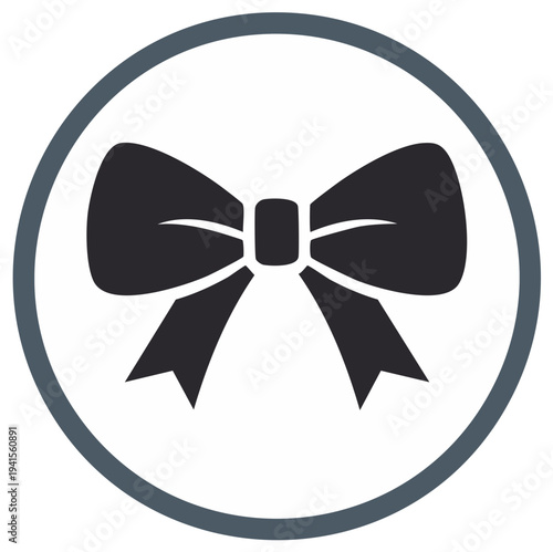 Simple Bow Tie Icon Design in a Circle