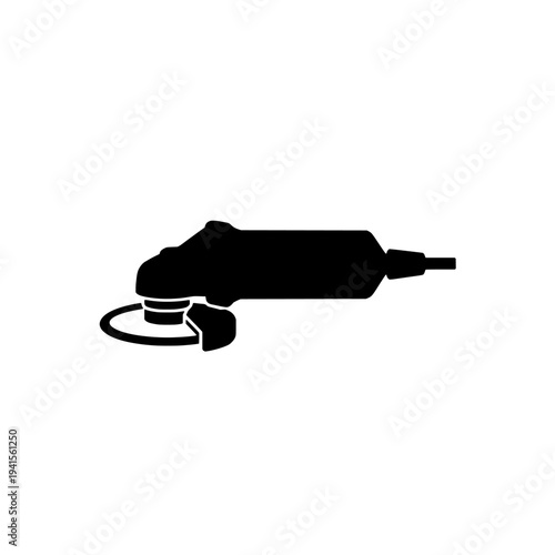 Angle grinder silhouette. Power tool icon symbol design. Black vector. Isolated on white background.