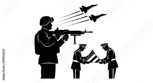 Military Soldier, Jets, and Flag Folding Ceremony