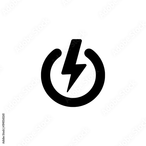 Lightning bolt battery charge icon logo design. Energy power sign and symbol. Vector illustration isolated on white.
