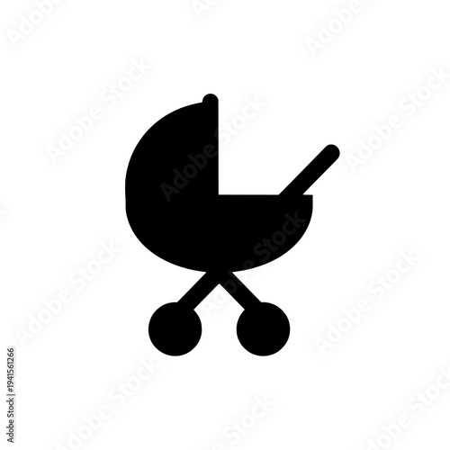 Baby stroller silhouette icon logo design. Baby pram sign and symbol. Isolated on white background.