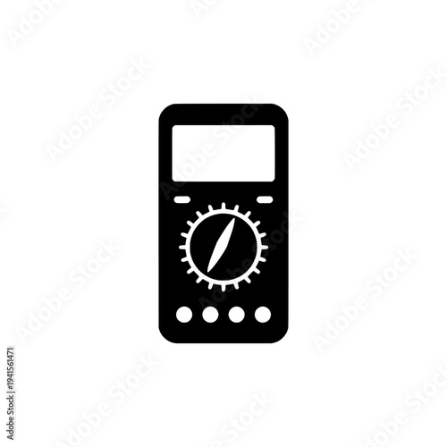 Multimeter icon logo design. Digital multitester sign and symbol. Electrical measurement tool silhouette.