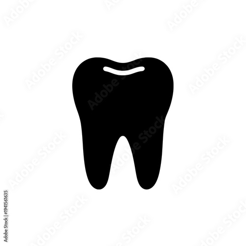 Tooth icon logo design. Molar tooth sign and symbol. Dental healthcare and stomatology silhouette.