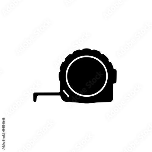 Tape measure icon logo design. Measuring tape sign and symbol. Hand tool silhouette vector illustration.