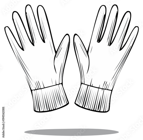 Vector illustration of two work gloves hand protection cartoon style