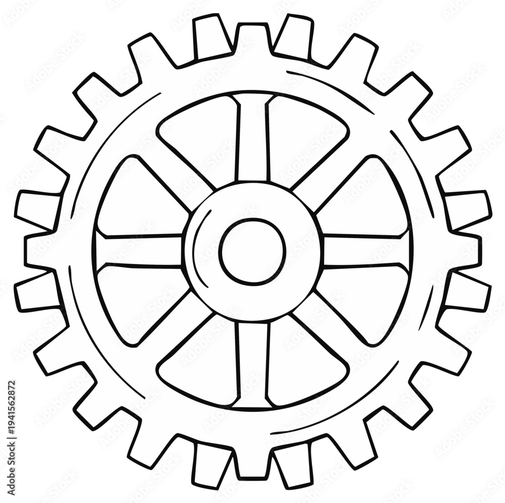 Fototapeta premium Black and White Gear Cog Illustration