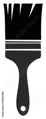 Classic black paint brush illustration for artistic creation and home improvement projects
