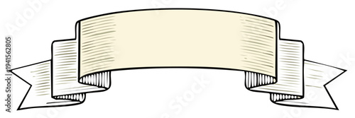 Vintage Ribbon Banner with Text Space and Engraved Style