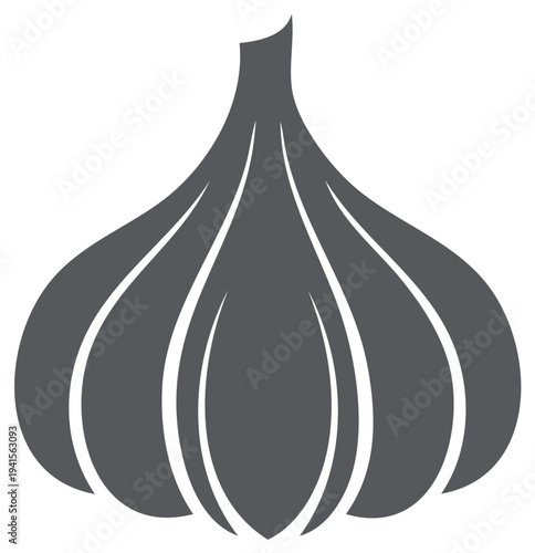 Monochrome Garlic Bulb:  Culinary Ingredient, Spice, Aromatic, and Cooking Staple Illustration