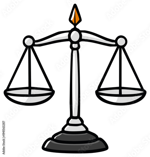 Cartoon scale of justice symbol representing balance and fairness
