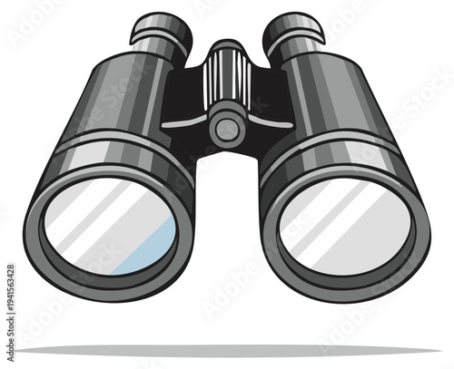 Binoculars Zoom Vision Optics Equipment Exploration and Discovery Tool Illustration