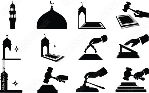 Set of 13 law and justice icons vector