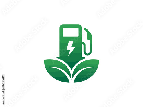 Green electric fuel pump with leaves eco friendly energy concept
