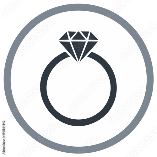 Elegant diamond ring in a circle icon, symbol of luxury and engagement, design element