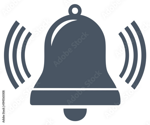 Alert notification bell ringing with sound waves emanating outwards