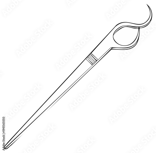 Line drawing of dental floss pick for oral hygiene, personal care and dental health