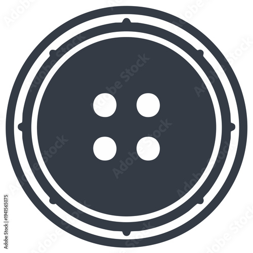 Simple flat four hole clothing button icon for sewing and tailoring