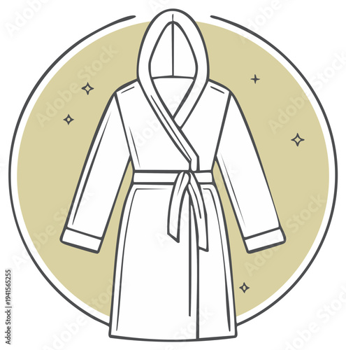Simple Outline Drawing of Robe with Hood and Circle Background Aesthetic