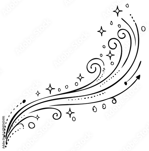 Whimsical Swirls and Sparkles Hand Drawn Abstract Element