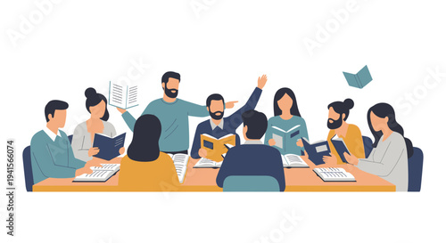 Diverse group of students engaged in lively classroom discussion