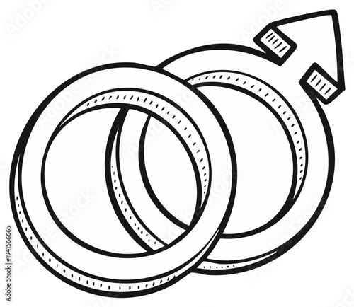 Intertwined male symbols represent gay marriage and same sex union celebration