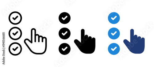 Hand Cursor Selecting Options Icon for User Interaction, Interface Navigation, and UI Control
