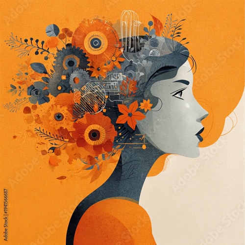 Wallpaper Mural Psychological concept illustration of human thinking Torontodigital.ca